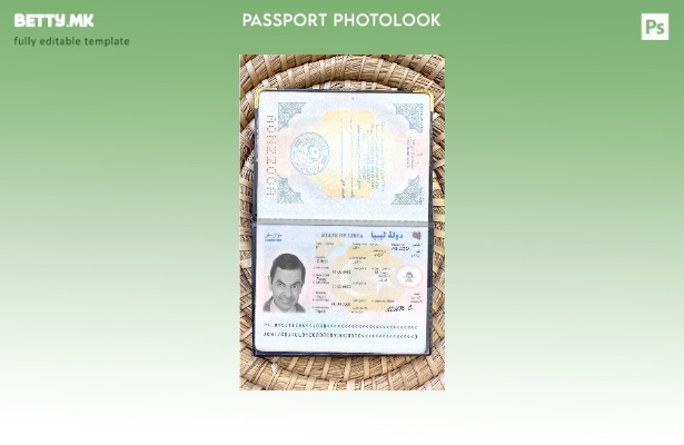 Шаблон за изглед на слика за либиски пасош во модерен стил